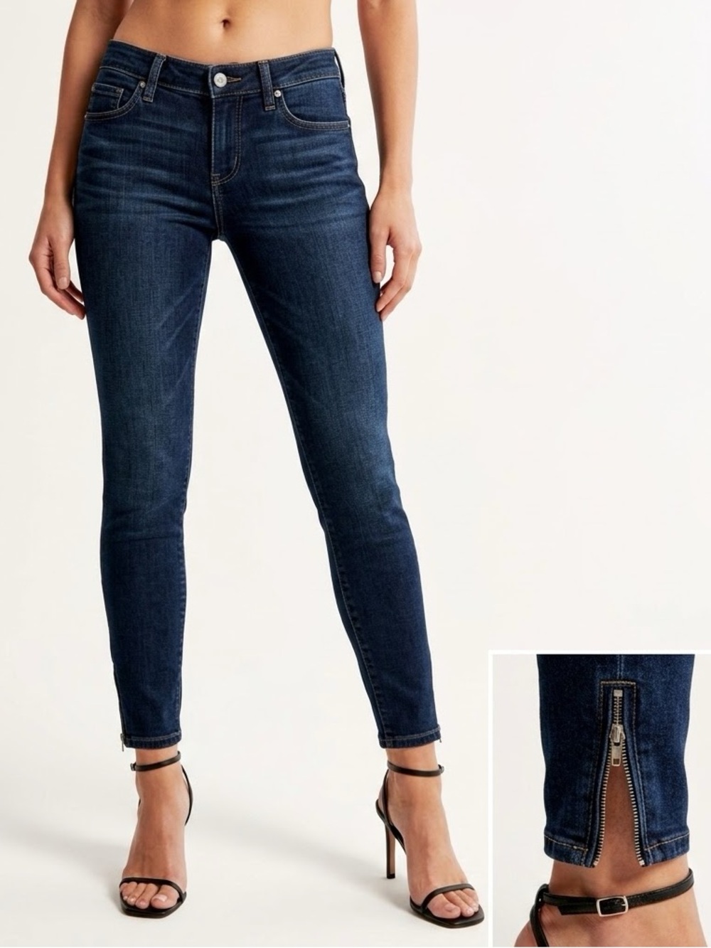 Pilcro and the Letterpress Women’s Dark Blue Wash Skinny Jeans with Ankle Zip 26
